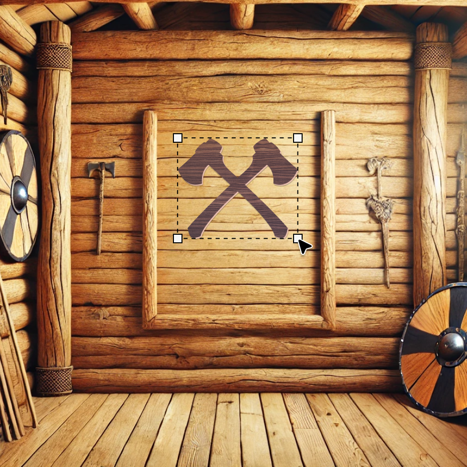 Custom wall decor in log cabin